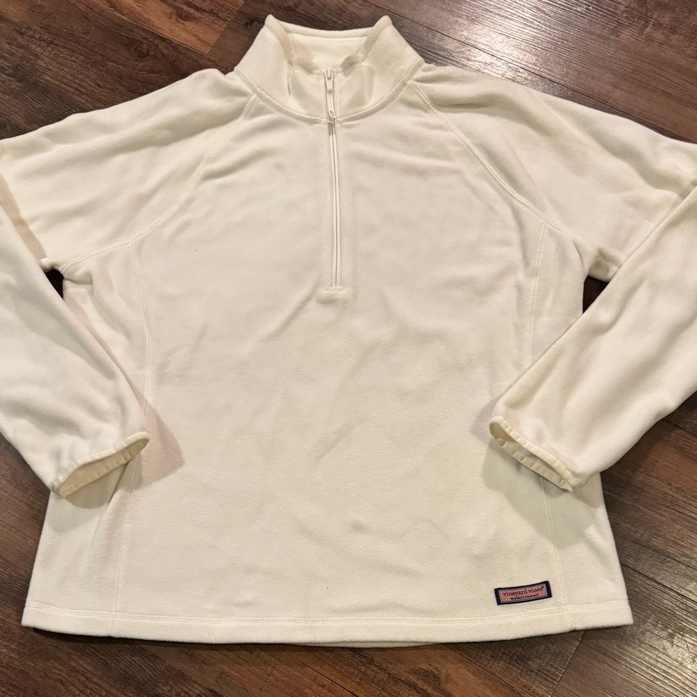 Vineyard Vines Women's XL Bright White Fleece 1/4 Zip Pullover Sweatshirt Soft
